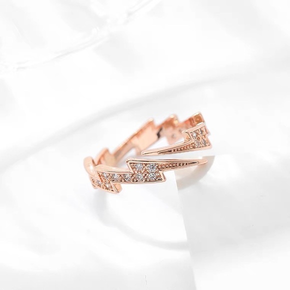 14K Rose Gold Plated Adjustable Lightning Ring for Women - Picture 3 of 5